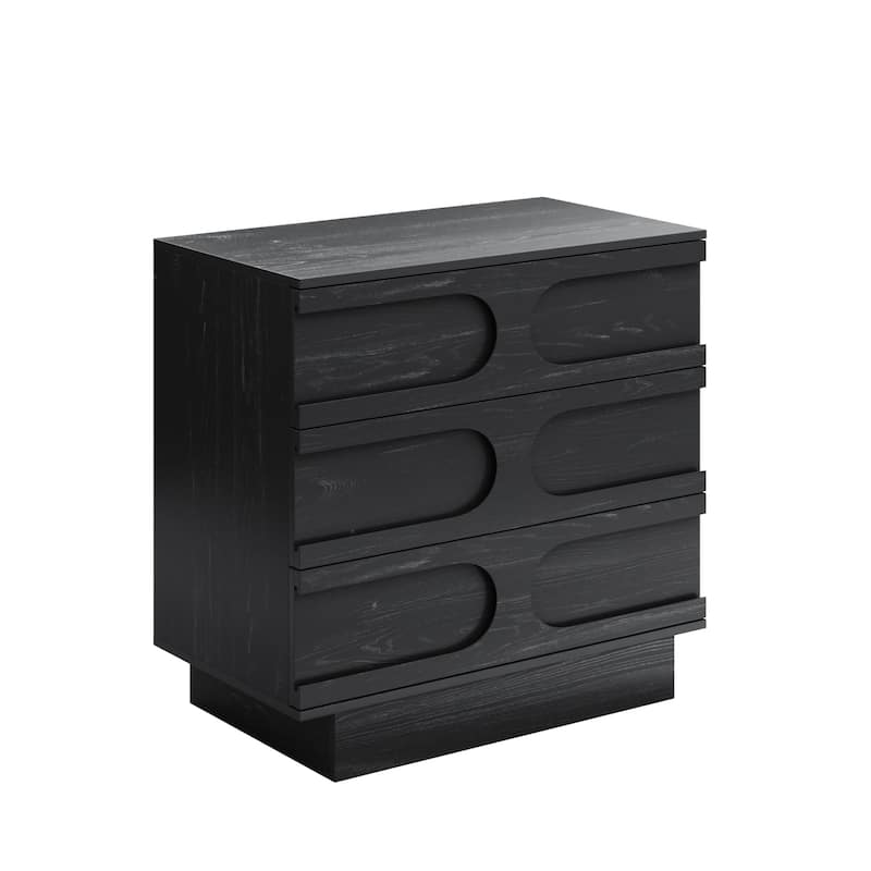 Iris 3 Drawer Dresser, Mid-Century Modern Solid Wood Dresser for Bedroom