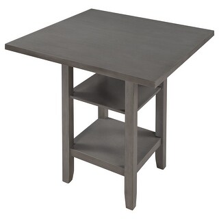 4 Person Square Wooden Counter Height Dining Table with Storage - Bed ...