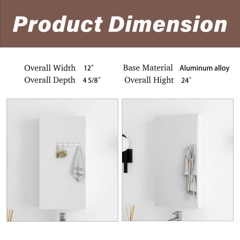 Rectangular Aluminum Medicine Cabinet with Mirror