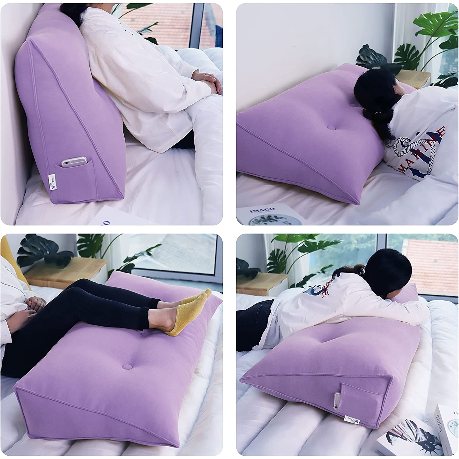 Reading Bed Rest Pillow Sitting Up In Bed Back Support Cushion Watching TV  Relax