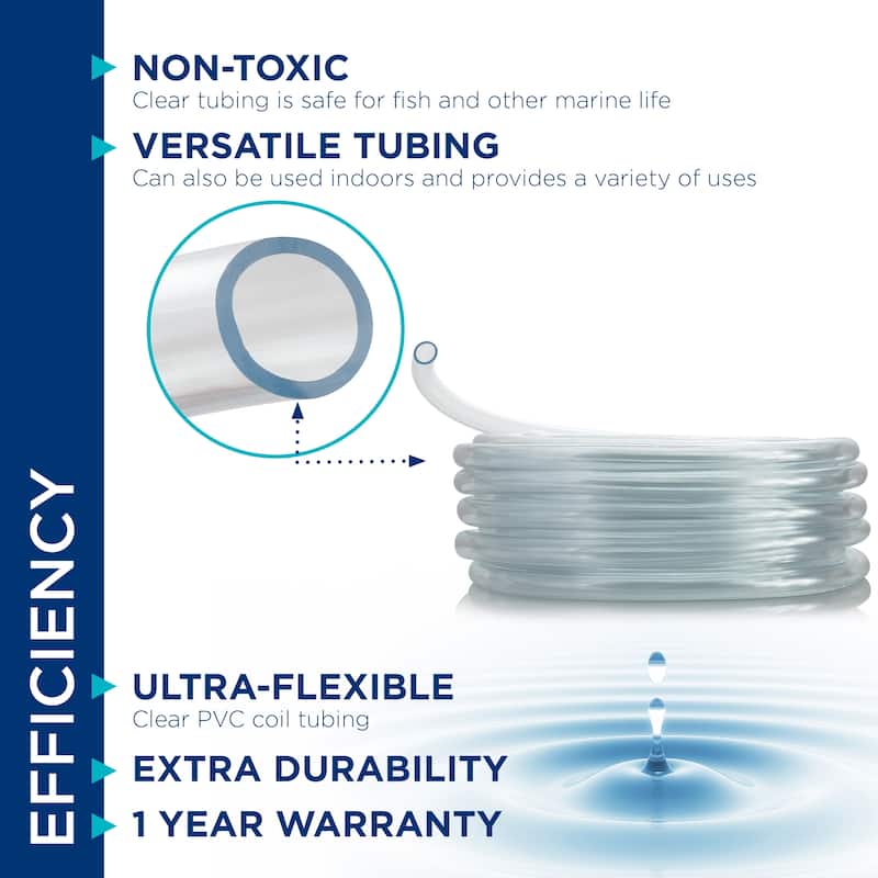 Alpine Corporation 100' PVC Tubing with " Inside Diameter for Ponds and Fountains, Clear