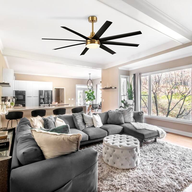 65-in Gold Large Indoor Ceiling Fan with Light Remote (8-Blade)