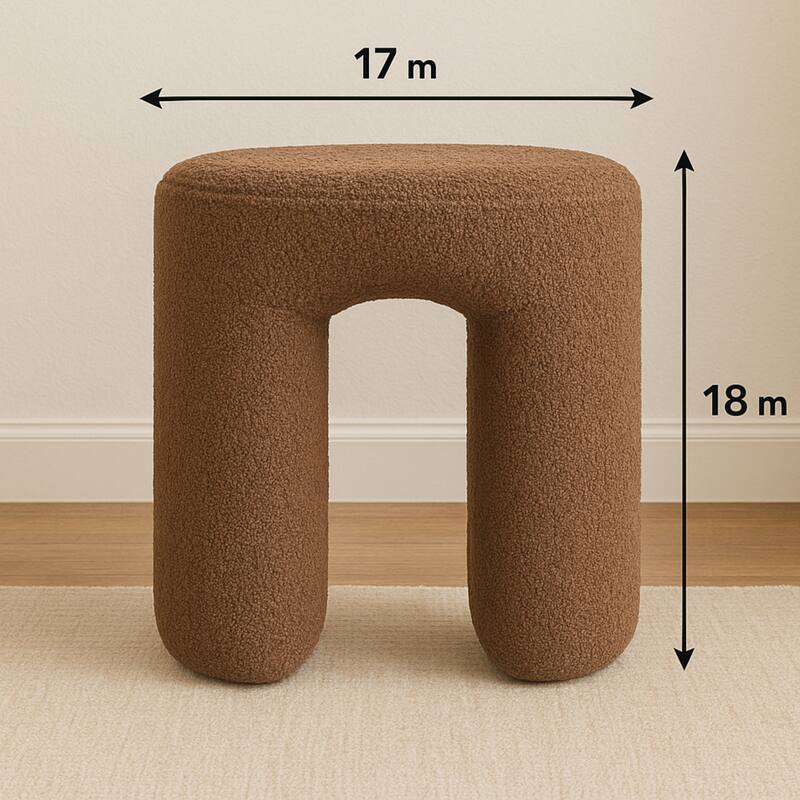 Upholstered Boucle Horseshoe Ottoman Stool Foot Rest Seat Living Room