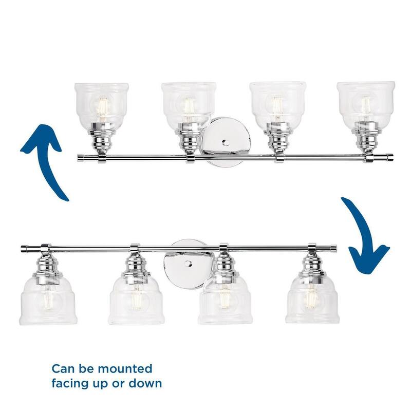Ambrose Collection Four-Light Chrome Clear Glass Bath Vanity Light - 29 in x 6.5 in x 7.88 in