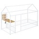 preview thumbnail 9 of 14, White Twin Size Metal House Bed Frame w/Desk Power Outlets USB Ports
