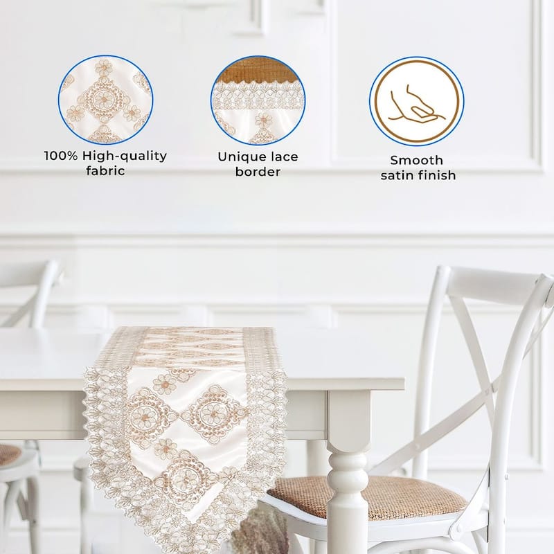 Shop LC Polyester Table Runner with Lace Mothers Day Gifts for Mom