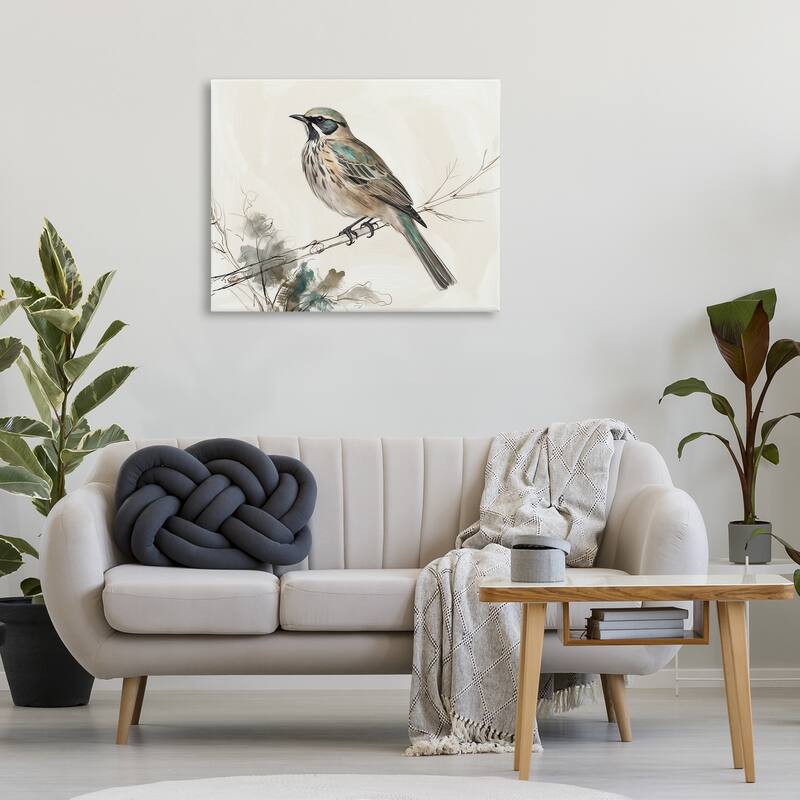 Stupell Perched Bird Illustration Canvas Wall Art Design By LSR Creative Studio