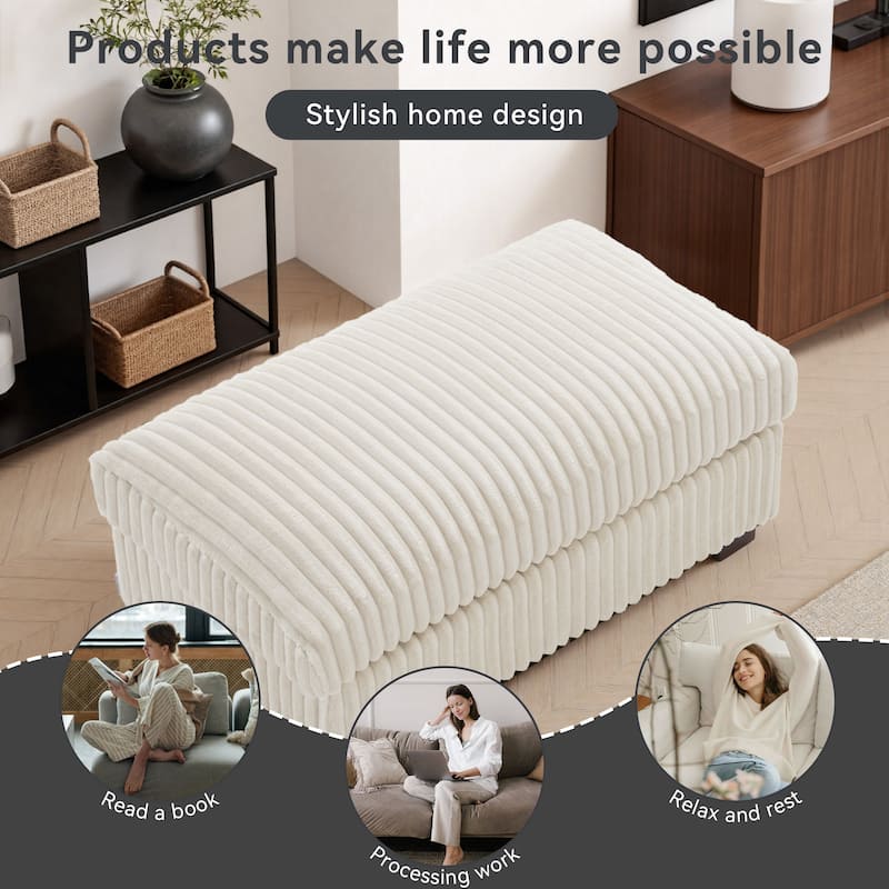 40"W Cotton Flannel Modular Sectional Ottoman