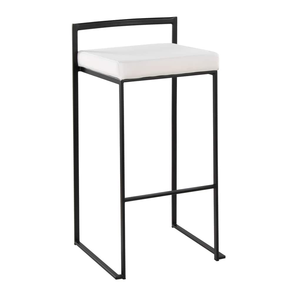 Porch & Den Forrest 30" Black Stackable Fully Welded Bar Stool (Set of 2)