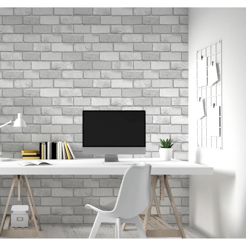 Diamond Glitter Brick Vinyl Wallpaper - 20.8 in. W x 33 ft. L