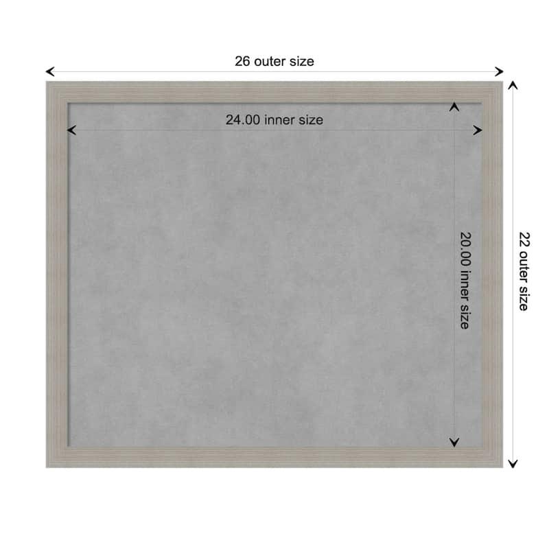 Amanti Art Woodgrain Stripe Grey Framed Magnetic Board - Board Size 24x20
