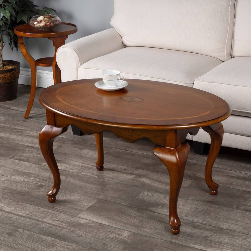 Handmade Butler Grace 3012101 Olive Ash Burl Varnished MDF Wood Oval Cocktail Table (China)