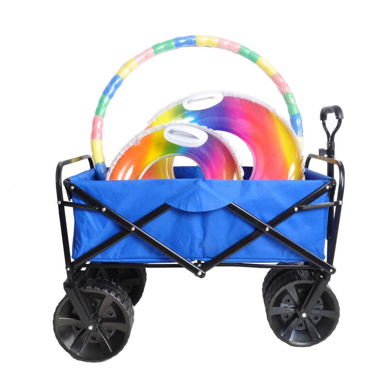 Folding Garden, Shopping, & Beach Wagon Cart Constructed of Durable Metal