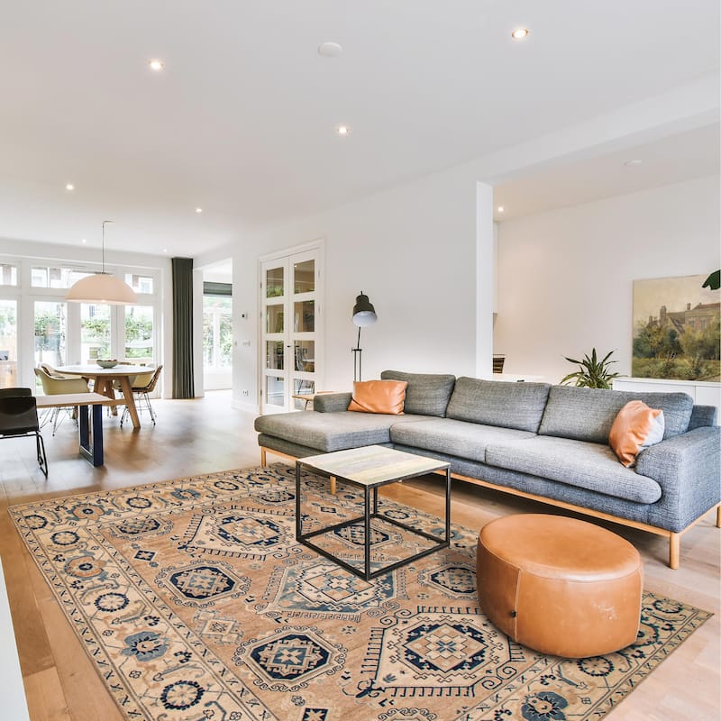 ECARPETGALLERY Hand-knotted Finest Ghazni Tan Wool Rug - 8'0 x 9'8