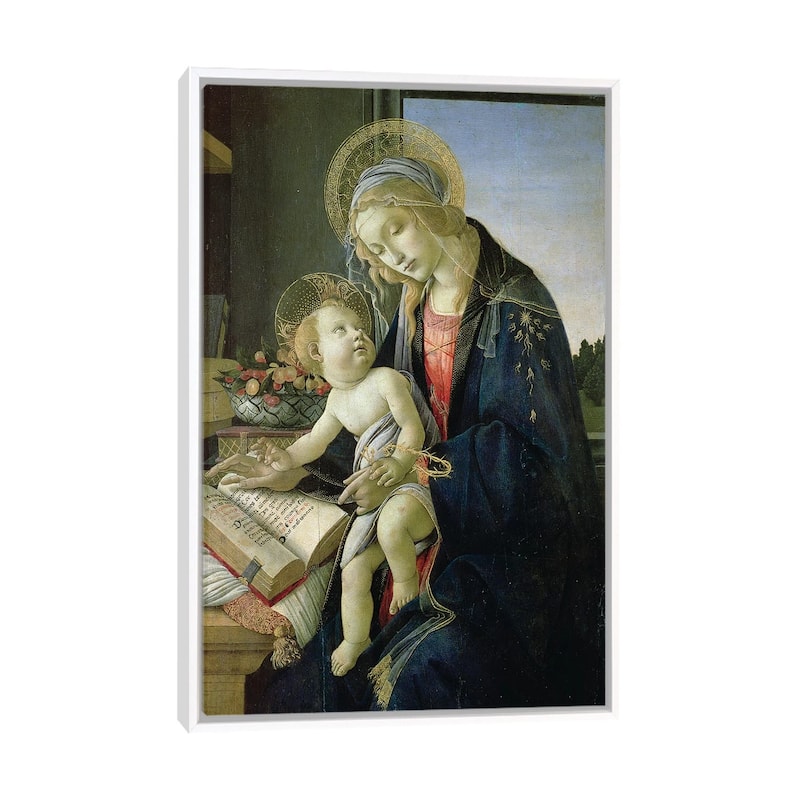 iCanvas "Madonna of the Book c. 1480-81" by Sandro Botticelli Framed Canvas Print - White - 26x18