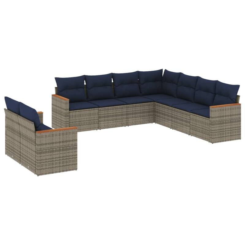 vidaXL Patio Sofa Set with Cushions Outdoor Conversation Furniture Poly Rattan - 24.4x 24.4x 27.2