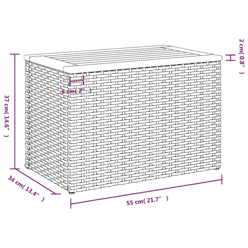 vidaXL Patio Side Tables Side Coffe Tea Table 2 Pcs Poly Rattan Solid Wood - 13.4 x 21.7 x 14.6 in