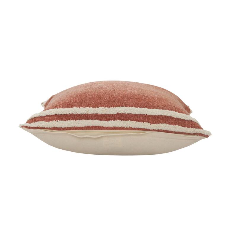 HomeRoots 20" X 20" Cinnamon And White 100% Cotton Striped Zippered Pillow