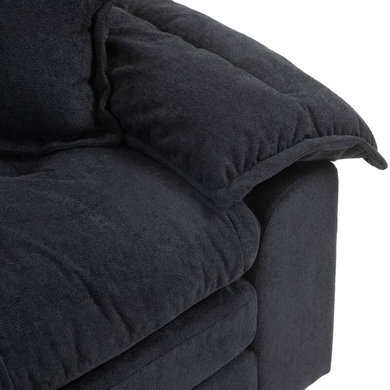 Luxurious 84" Chenille Fabric Recliner Sofa with Memory Foam and 2 Throw Pillows for Small Spaces