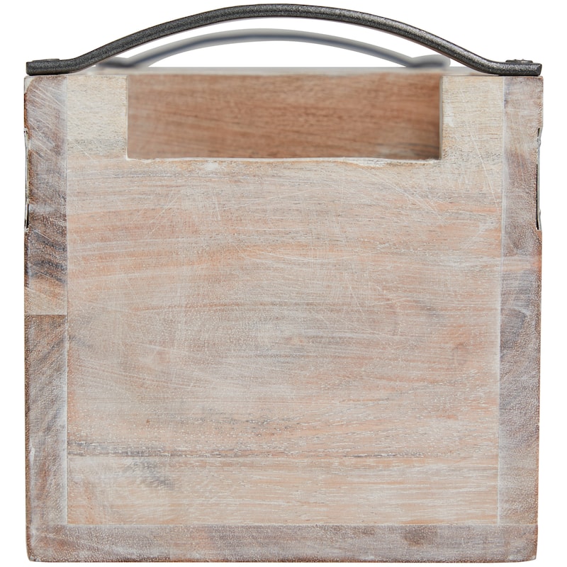 Modern Mango Wood 3 Section Tray with Black Metal Handles - Brown or Beige