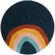preview thumbnail 28 of 33, Mod-Tod Amelia Rainbow Print Shag Kids Area Rug 5'3" Round - Navy Blue