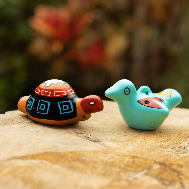 Novica Handmade Night Chant Ceramic Ocarinas (2 Pieces)