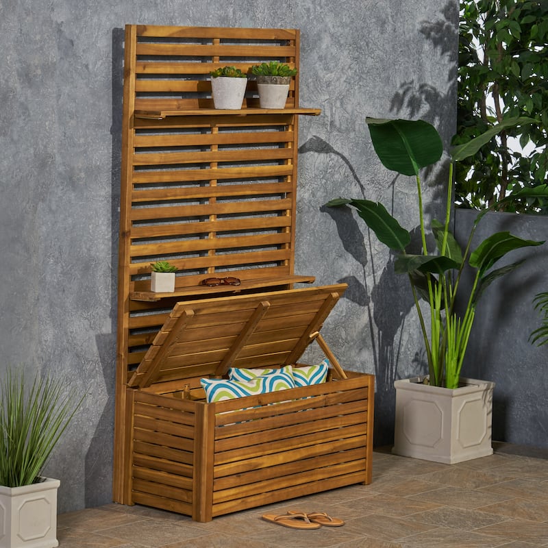 Storage bench with rack