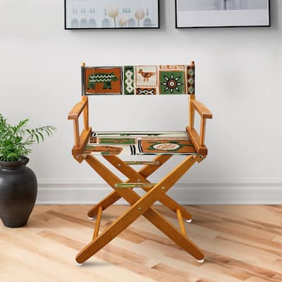 18" Director's Chair Natural Frame-Congo BongoNatural - 21.75"W x 17"D x 33.75"H