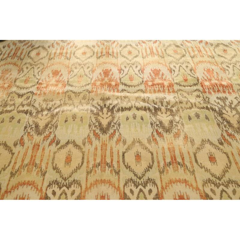 All-over Ikats Oriental Living Room Area Rug Wool Hand-knotted Carpet - 8'10" x 11'10"