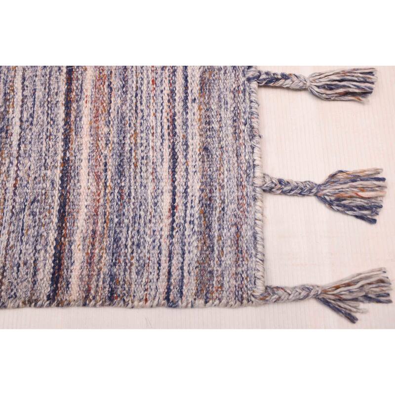 ECARPETGALLERY Flat-Weave Marrakech Indigo Wool Kilim - 5'4 x 7'9