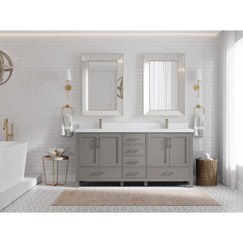 Willow Collection 72 in. W x 22 in. D Malibu Double Sink Bathroom Vanity with Countertop