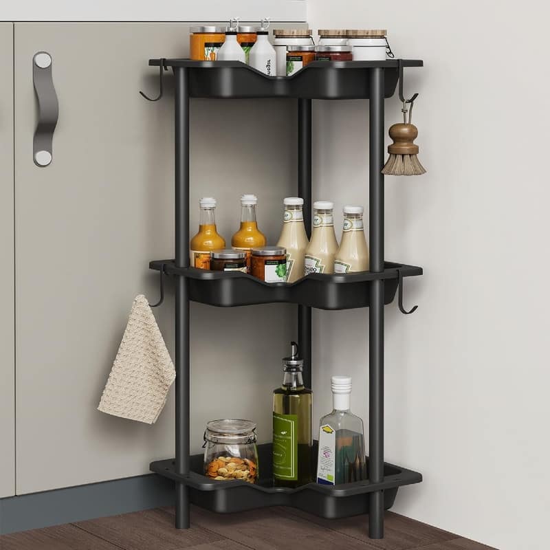 Corner Shelf Stand - 13.6"D x 10"W x27.7"H