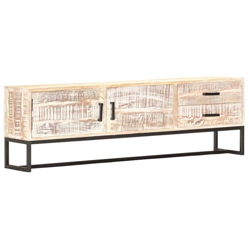 vidaXL TV Stand White 55.1"x11.8"x17.7" Solid Wood Acacia