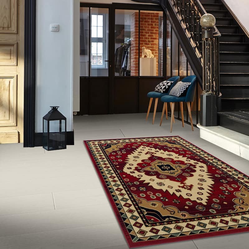 Aztec Bohemian Eclectic Style Indoor Small Area Rug by Superior - 4' x 6' - Red