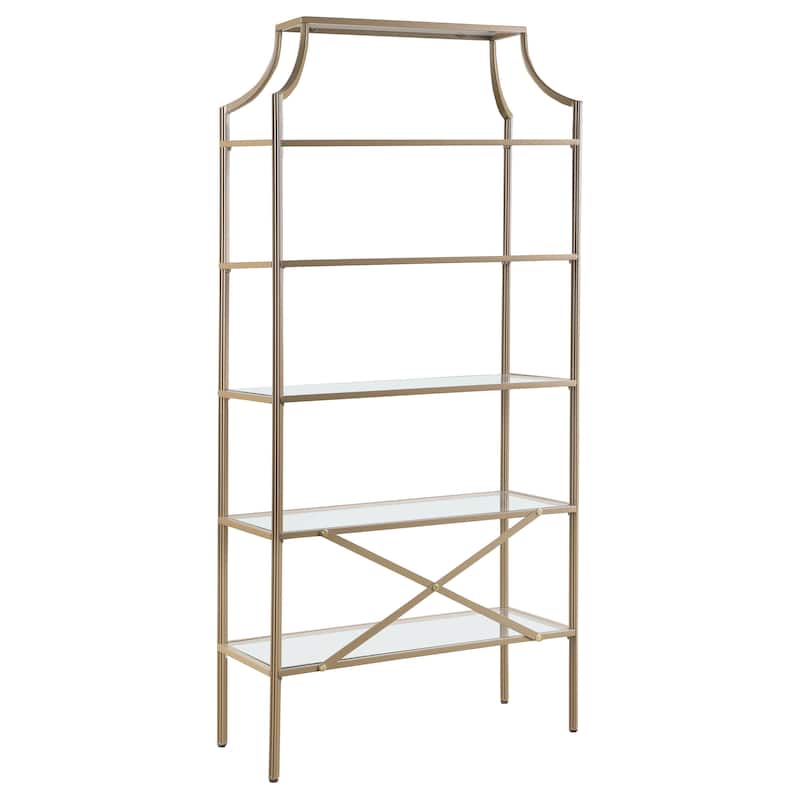 Serena 70-inch 5-shelf Glass Bookshelf Gold - 31.50" x 15.25" x 70.00"