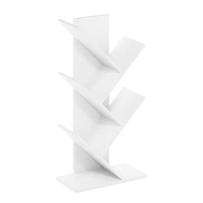 30.32 in. Tall White Wood 5-Shelf Bookcase
