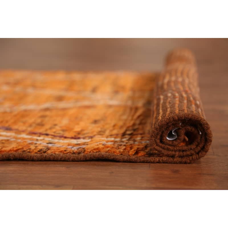 Orange Moroccan Runner Rug Handmade Tribal Wool Carpet - 3'3" x 9'8"