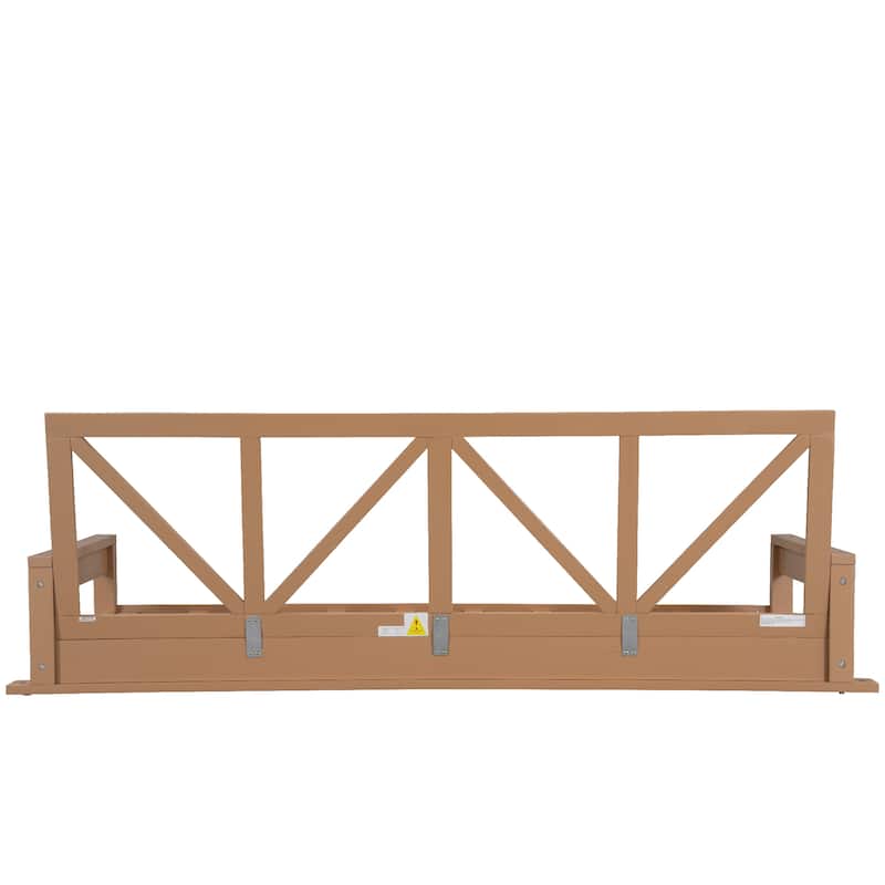Wood Twin Size Patio Hanging Swing with Hemp Ropes (No Cushion,Pillow)