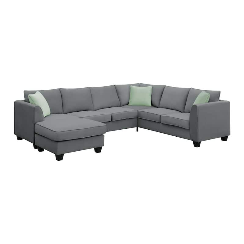 112" Modular L-Shape Sectional Sofa with Ottoman