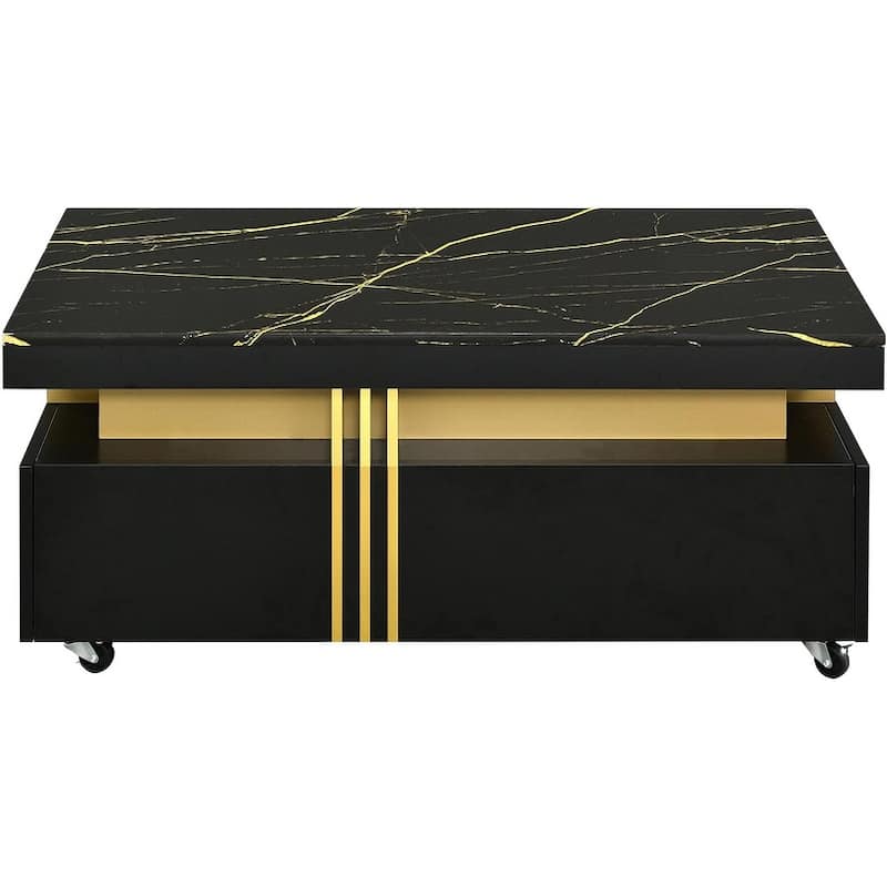 Marble Coffee Table - 39" Wide Modern Faux Marble Coffee Table