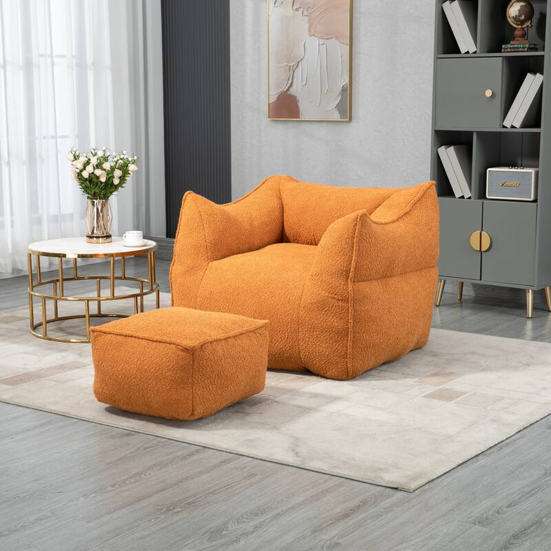 GDFStudio - COOLMORE Boucle Bean Bag Chair with Memory Foam Filling for Ultimate Comfort