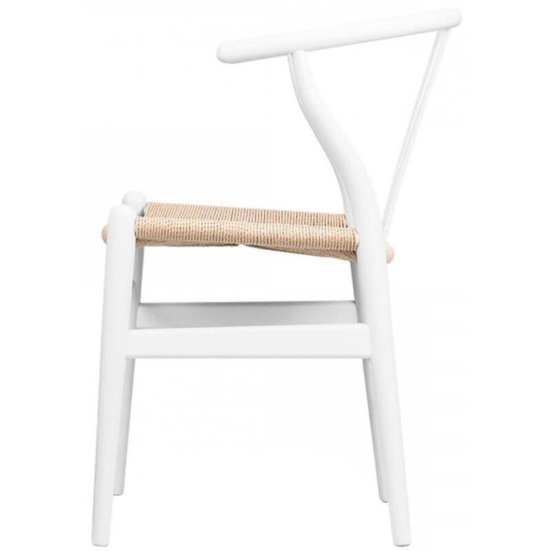 Set of 2 Natural Modern Wood Dining Chair With Back Y Arm Armchair Hemp Seat Home Restaurant Office Desk Work Kitchen