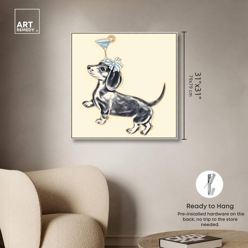 Martini Pup I Canvas by Art Remedy
