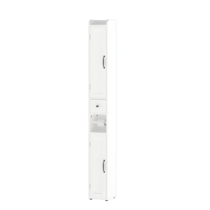 Anmytek Slim 67.51" Tall Storage Cabinet White Vertical Organizer with Anti-Tip, Open compartments