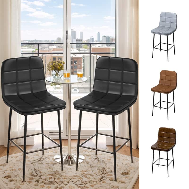 Metal Upholstered Bar Stools (Set of 8)