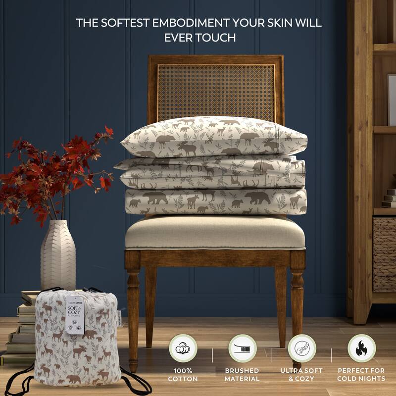 Color Sense Cotton Double Brushed and Extra Warm Flannel Sheet Set
