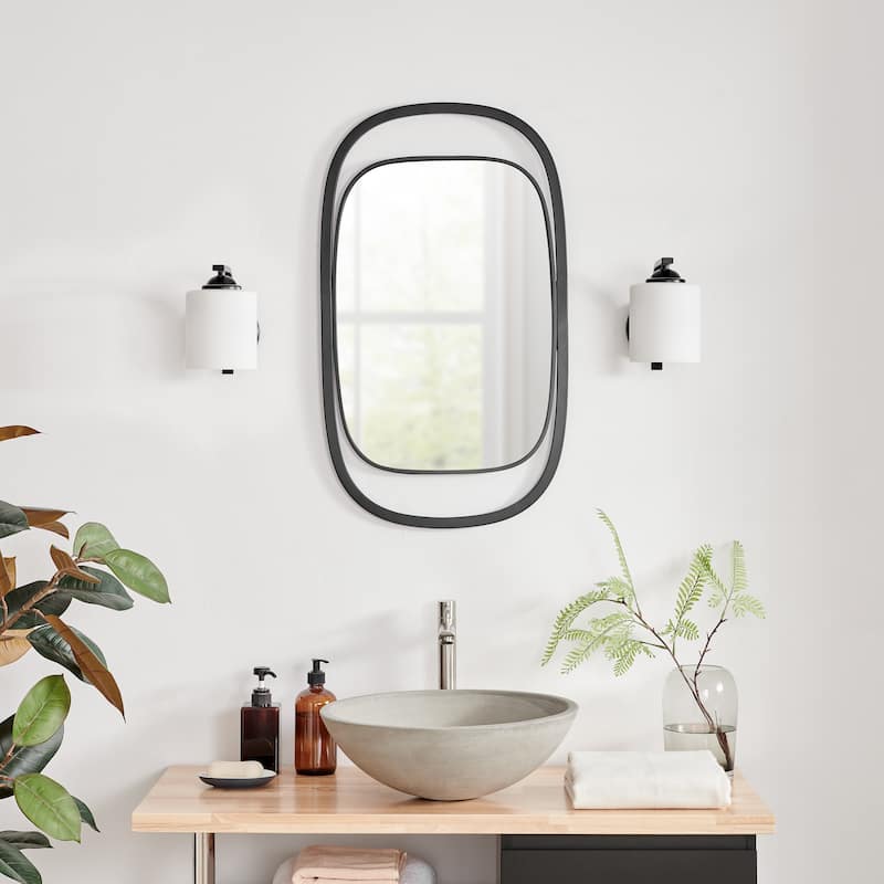 Danya B. Sonya 29.6-inch Contemporary Rectangular Wall Mirror with Black Iron Frame