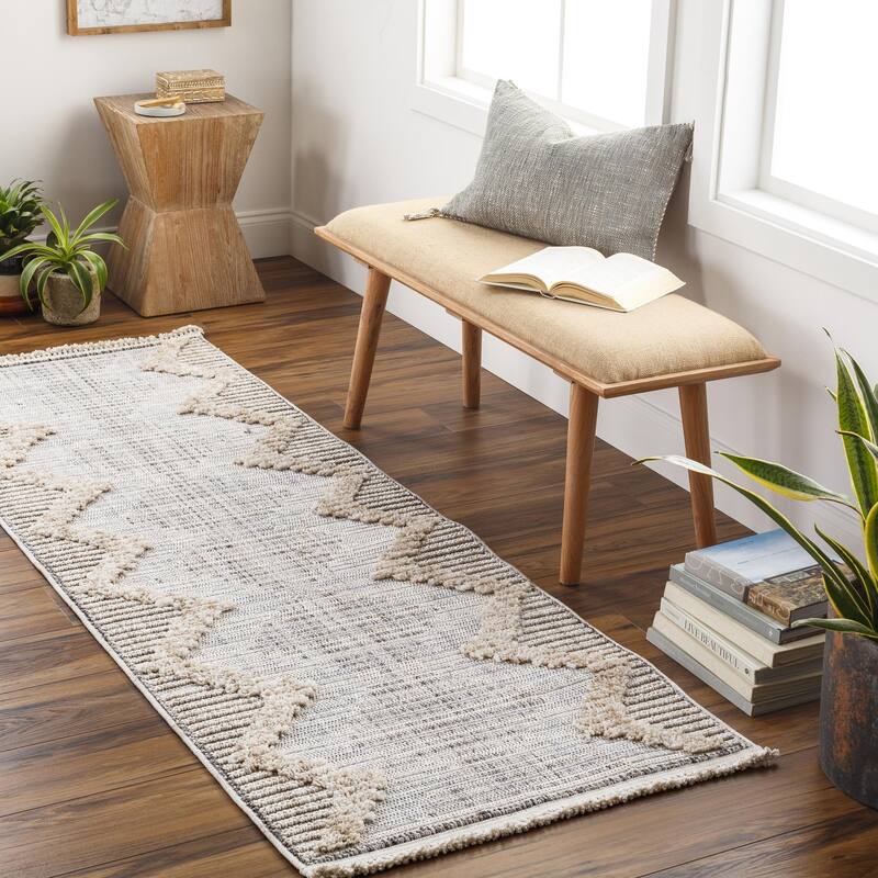 Livabliss Zaragoza Transitional Tribal Area Rug - Grey/Beige - 2' 7" x 7' 3" - Runner