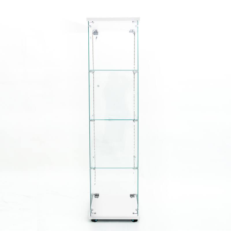 Tempered glass display cabinet, wine cabinet,storage cabinet, file cabinet, with Bluetooth LED light strip, lock on the door