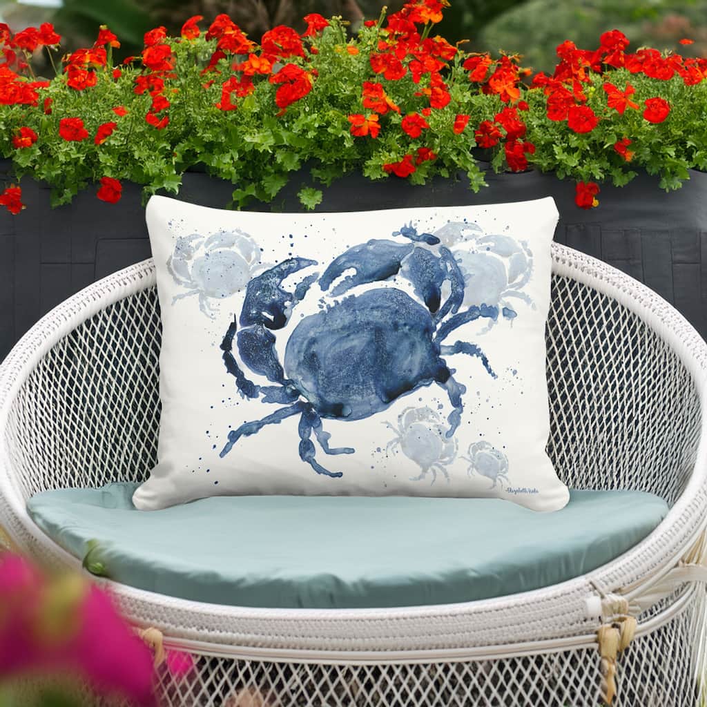 Magnolia Casual Outdoor Pillow Indigo Crab 19x24
